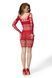 Сітчаста мінісукня Passion BS105 One Size, red, з довгими рукавами, відкриті плечі