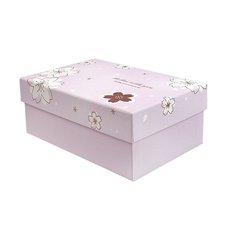 Подарункова коробка з квітами рожева, M - 25.5х18.5х10 см