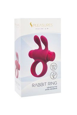 Эрекционное виброкольцо S Pleasures Premium Rabbit Ring розовое, со съемной вибропулей и ушками