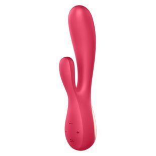 Смарт вібратор-кролик Satisfyer Mono Flex Red, 2 мотори, керування через інтернет, Малиновый