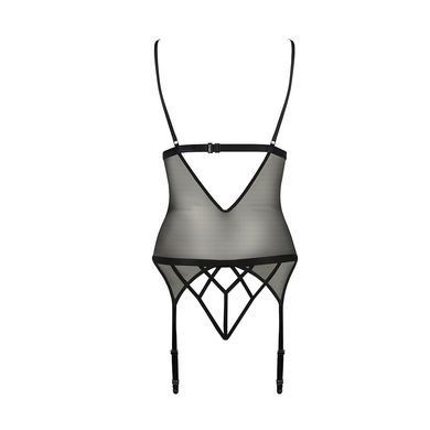 Корсет с открытой грудью Passion DIABOLINA CORSET XXL/XXXL, black, пажи, трусики, полупрозрачный, XXL/XXXL, XXL/XXXL