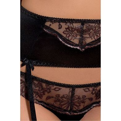 Комплект белья Passion Exclusive BRIDA SET OpenBra 2XL/3XL, black, трусики-танга, пояс, открытый лиф, Черный, XXL/XXXL, Черный