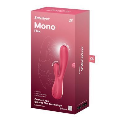 Смарт вибратор-кролик Satisfyer Mono Flex Red, 2 мотора, управление через интернет, Малиновый