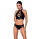 Комплект из эко-кожи Nancy Bikini black L/XL - Passion, бра и трусики с имитацией шнуровки, Черный