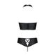Комплект з еко-шкіри Nancy Bikini black L/XL - Passion, бра та трусики з імітацією шнурівки, Чорний