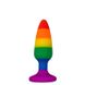 Силіконова анальна пробка Wooomy Hiperloo Silicone Rainbow Plug S, діаметр 2,4 см, довжина 9 см, Радуга