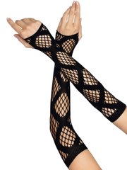 Длинные митенки Leg Avenue Faux wrap net arm warmers One size Black, крупная сетка