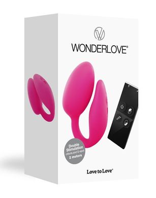 Віброяйце з кліторальною стимуляцією Love To Love Wonderlove з пультом ДК, можна під одяг, Рожевий