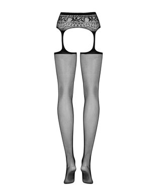 Сітчасті панчохи-стокінги з мереживним поясом Obsessive Garter stockings S307 S/M/L, чорні, імітація