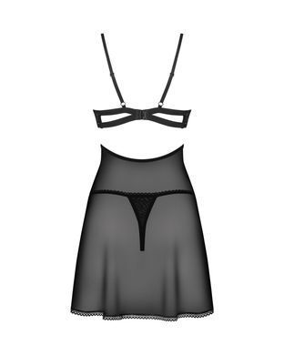 Бэби-долл Obsessive Nutris babydoll & thong, M/L, имитация лифа и юбочки, стринги в комплекте