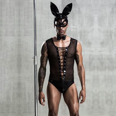 Эротический мужской костюм "Зайка Джонни" с маской, One Size Black, S/M