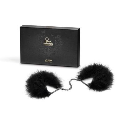 Пушистые наручники Bijoux Indiscrets Za za zu - feahter handcuffs, перьевые, подарочная упаковка, Черный