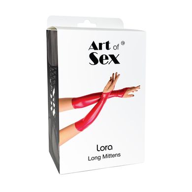 Виниловые миттинки Art of Sex - Lora длинные, размер L, цвет красный