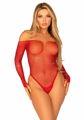 Боді Leg Avenue Crystalized fishnet bodysuit Red One Size