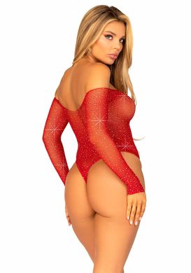 Боді Leg Avenue Crystalized fishnet bodysuit Red One Size