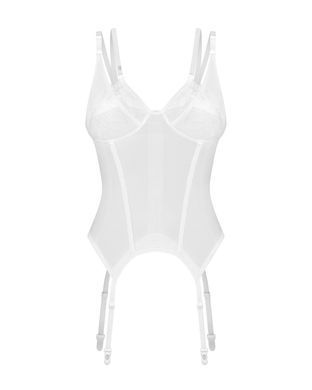 Корсет Obsessive Arrowel White corset L/XL, с подвязками для чулок
