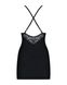 Сатиновий комплект для сну з мереживом Obsessive 828-CHE-1 chemise & thong L/XL, чорний, сорочка