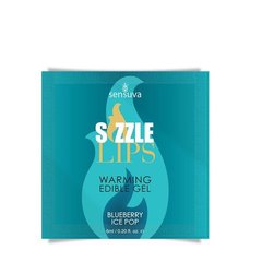 Пробник массажного геля Sensuva — Sizzle Lips Blueberry Ice Pop (6 мл), без сахара, съедобный