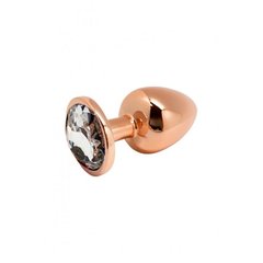 Металлическая анальная пробка Wooomy Tralalo Rose Gold Metal Plug Size M, диаметр 3,4 см, длина 8 см