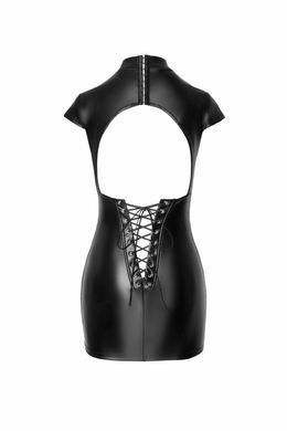 Платье Noir Handmade F309 Fantasy, M, black, мини, под латекс, короткий рукав, шнуровка сзади