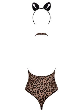 Эротический костюм леопарда Obsessive Leocatia teddy XXL, боди, обруч с ушками