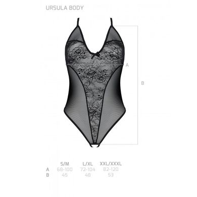 Боді з ажурним декором та відкритим кроком Ursula Body black L/XL — Passion, Чорний