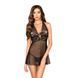 Прозора сорочка приталена Passion TARANEE CHEMISE L/XL, black, трусики, Чорний, L/XL, Чорний
