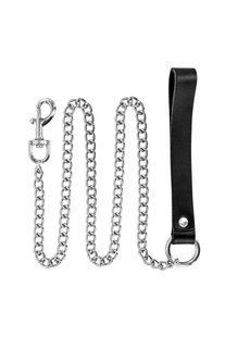 Повідець із натуральної шкіри Fetish Tentation Premium Metal leash with cowhide leather wrist 115 см