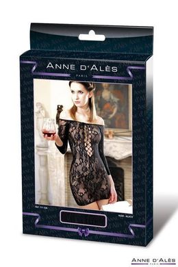 Сукня-сітка з декольте Anne De Ales FETISH DINNER Black M / L, оголене плече, Чорний, XL, Чорний