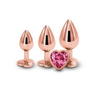 Набор анальных пробок NS Novelties Rear Assets - Trainer Kit - Rose Gold - Pink Heart