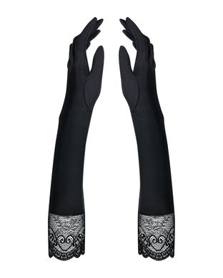 Високі рукавички з каменями та мереживом Obsessive Miamor gloves, black
