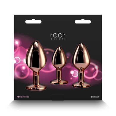 Набор анальных пробок NS Novelties Rear Assets - Trainer Kit - Rose Gold - Pink Heart
