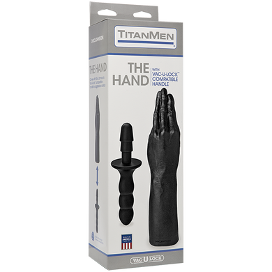 Рука для фістингу Doc Johnson Titanmen The Hand with Vac-U-Lock Compatible Handle, діаметр 6,9 см, Чорний