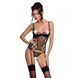 Корсет с подвязками, стринги Passion LOVELIA CORSET XXL/XXXL, black