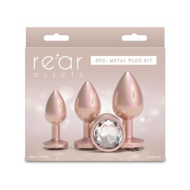 Набір анальних пробок NS Novelties Rear Assets - Trainer Kit - Iridescent Champagne - Clear Gem