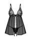 Сорочка беби-долл Obsessive Blomentis babydoll & thong, XS/S, кружевной лиф, стринги в комплекте