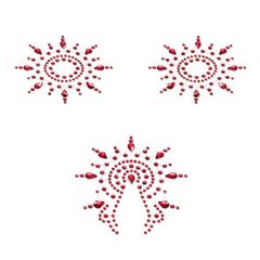 Пестіс з кристалів Petits Joujoux Gloria set of 3 - Red, прикраса на груди та вульву
