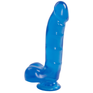 Фалоімітатор Doc Johnson Jelly Jewels Cock & Balls Blue, діаметр 3,6 см, антибактеріальний ПВХ, Синій, Синій