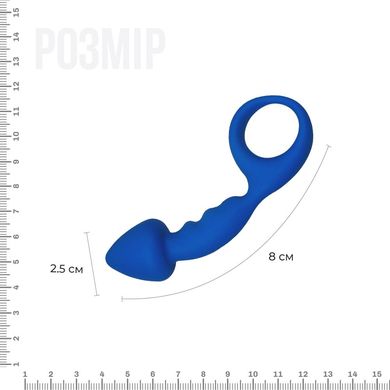 Анальная пробка Adrien Lastic Budy Blue со стимулирующей ножкой, макс. диаметр 2,5см