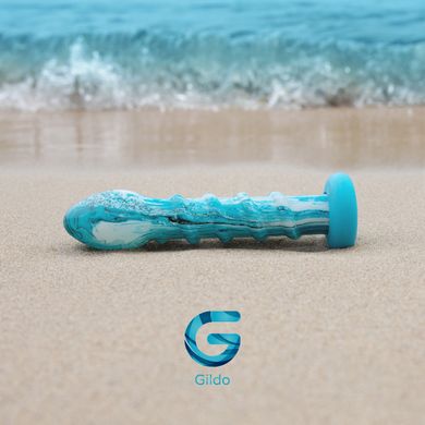 Стеклянный дилдо Gildo Ocean Wave, с силиконовым основанием