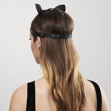Маска кошечки Bijoux Indiscrets MAZE - Cat Ears Headpiece Black, экокожа, Черный