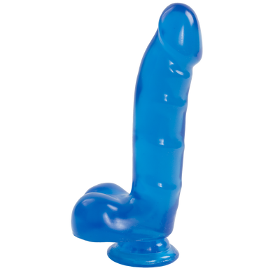 Фаллоимитатор Doc Johnson Jelly Jewels Cock & Balls Blue, диаметр 3,6см, антибактериальный ПВХ
