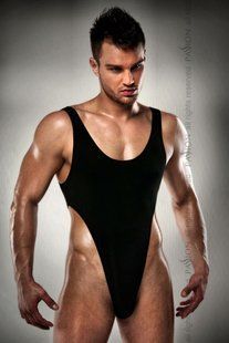 Распродажа!!! Мужское боди с высоким вырезом бедра Passion 010 BODY black XXL/XXXL, S\M