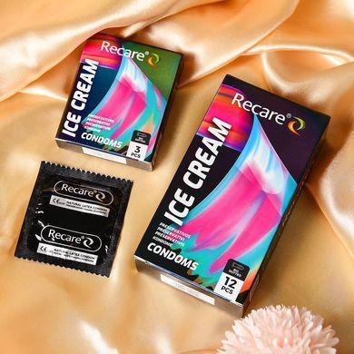 Презервативы Holographic Recare Ice Cream Big Dotted Condoms 3 шт, с пупырышками, аромат: мороженое