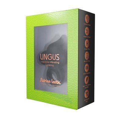 Ерекційне віброкільце Adrien Lastic Lingus Black з язичком і щіточкою для стимуляції клітора, Чорний, Чорний