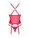 Прозрачный корсет Obsessive Lacelove corset XS/S Red, кружево, подвязки для чулок
