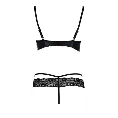 Комплект белья Passion Exclusive NORTH SET S/M, black, лиф и трусики с элементами под латекс, Черный, S/M