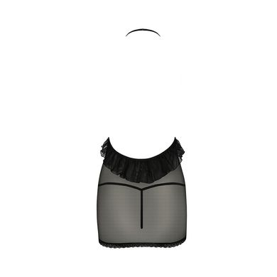 Сорочка прозрачная приталенная ERZA CHEMISE black S/M - Passion, трусики, L/XL, L/XL
