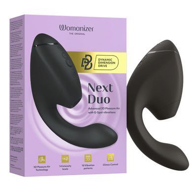 Подвійний вакуумний кліторальний стимулятор з вібрацією Womanizer Next Duo - Black