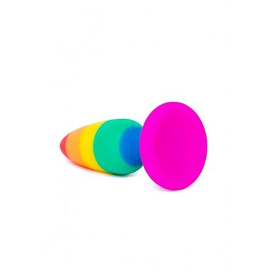 Силіконова анальна пробка Wooomy Hiperloo Silicone Rainbow Plug L, діаметр 3,9 см, довжина 13,1 см, Радуга
